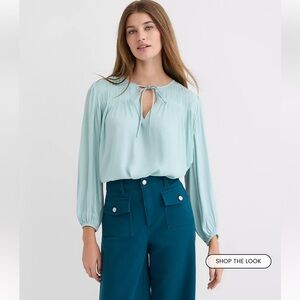 Pleated Tie Neck Blouse